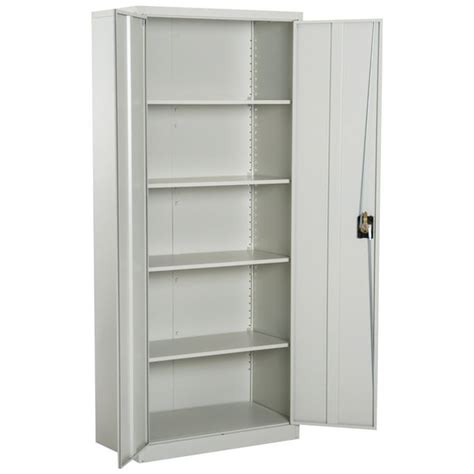 steel storage cabinet with 4 adjustable shelves|enclosed plastic cabinet with shelves.